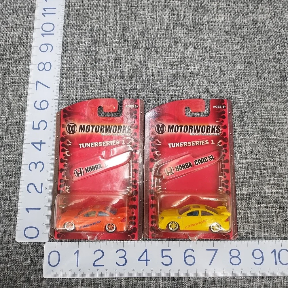 LOT OF 2 Motorworks Diecast Tuner Series 1 Honda Civic Si Yellow & Orange NIB